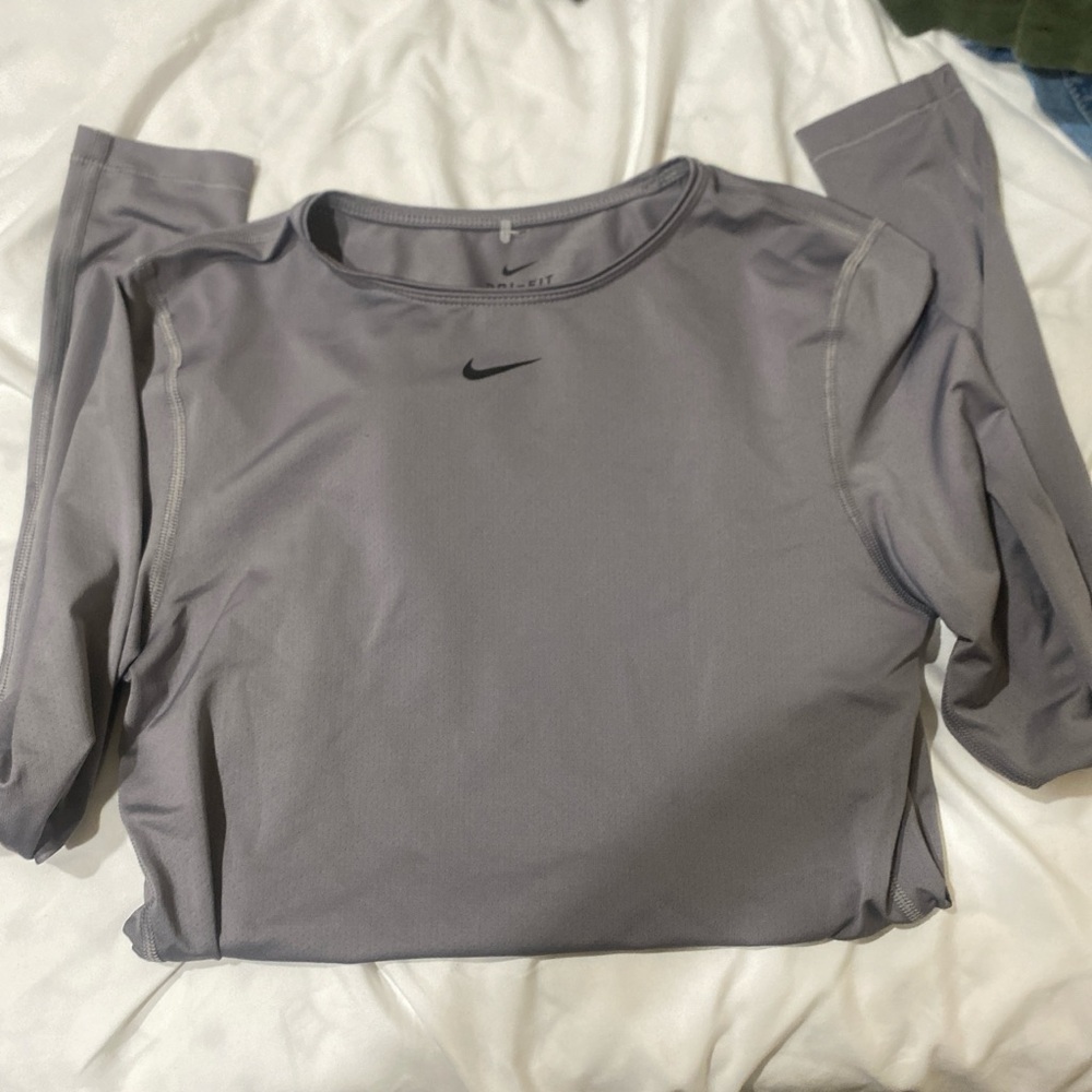Nike Gray Fitted 3/4 Sleeve Tee